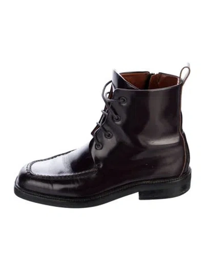 Pre-owned Gucci Leather Combat Boots In Brown