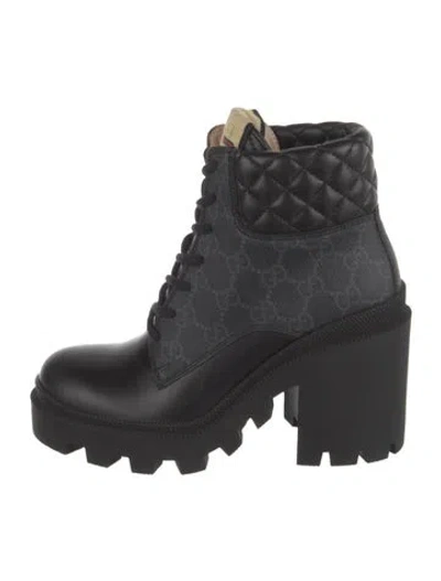 Pre-owned Gucci Leather Combat Boots W/ Tags In Black