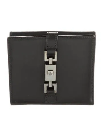 Pre-owned Gucci Leather Compact Wallet In Black
