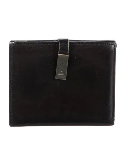 Pre-owned Gucci Leather Compact Wallet In Black