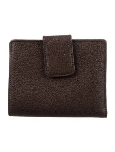 Pre-owned Gucci Leather Compact Wallet In Brown