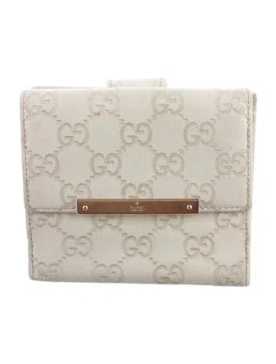 Pre-owned Gucci Leather Compact Wallet In Neutral