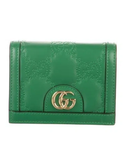 Pre-owned Gucci Leather Compact Wallet W/ Tags In Green