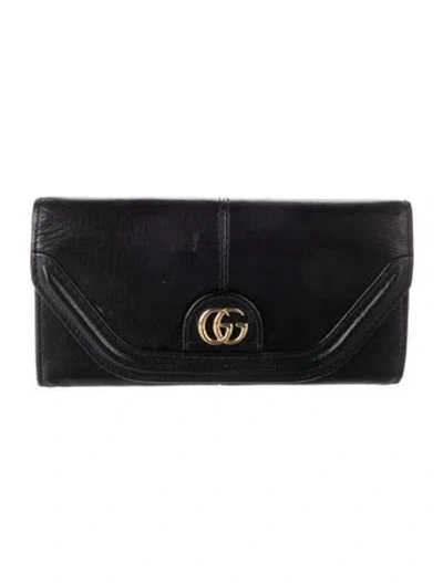 Pre-owned Gucci Leather Continental Wallet In Black