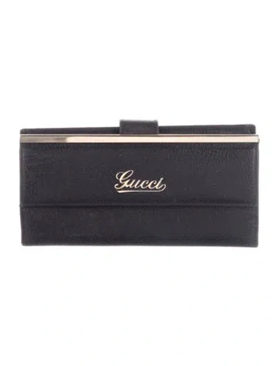 Pre-owned Gucci Leather Continental Wallet In Black