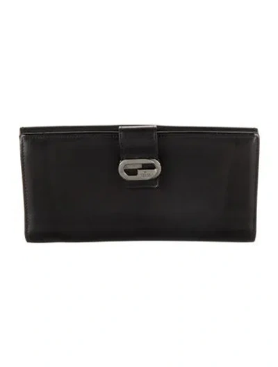 Pre-owned Gucci Leather Continental Wallet In Black