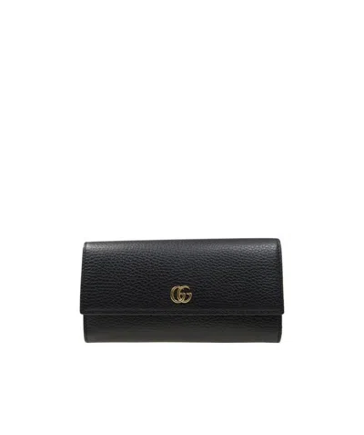 Gucci Leather Continental Wallet In Black