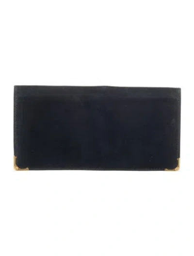 Pre-owned Gucci Leather Continental Wallet In Blue