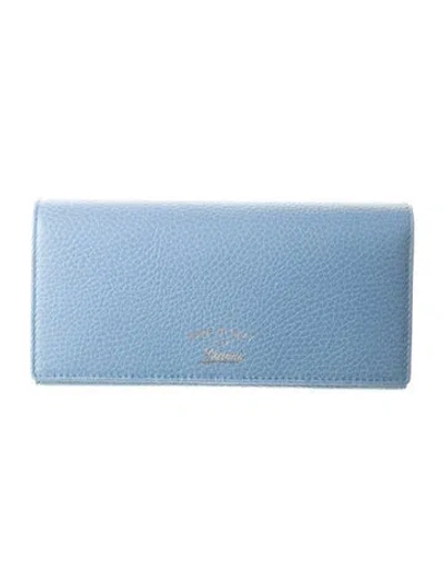 Pre-owned Gucci Leather Continental Wallet In Blue