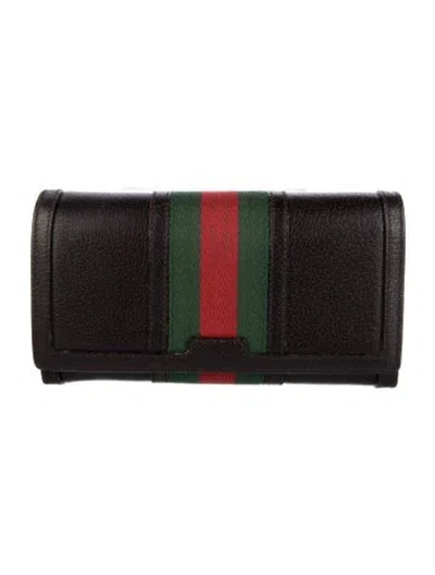 Pre-owned Gucci Leather Continental Wallet In Brown