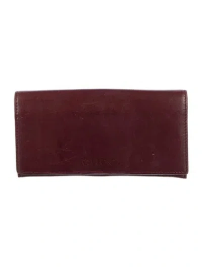 Pre-owned Gucci Leather Continental Wallet In Burgundy
