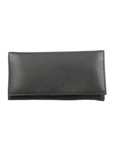 Pre-owned Gucci Leather Continental Wallet In Gray