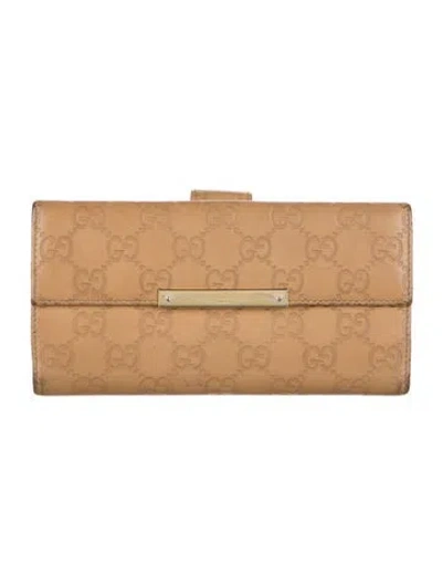 Pre-owned Gucci Leather Continental Wallet In Neutral