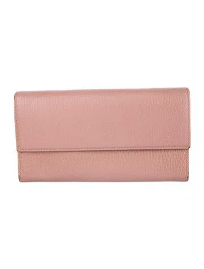 Pre-owned Gucci Leather Continental Wallet In Pink