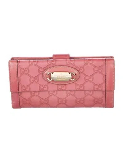 Pre-owned Gucci Leather Continental Wallet In Pink
