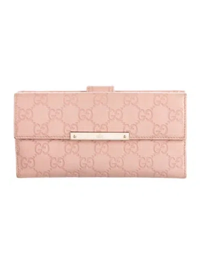 Pre-owned Gucci Leather Continental Wallet In Pink