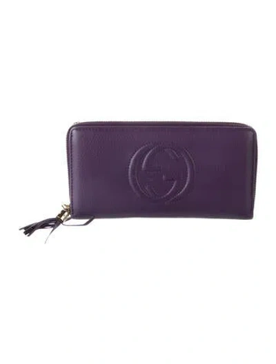Pre-owned Gucci Leather Continental Wallet In Purple