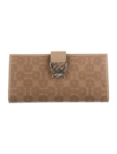 Pre-owned Gucci Leather Continental Wallet W/ Tags In Neutrals