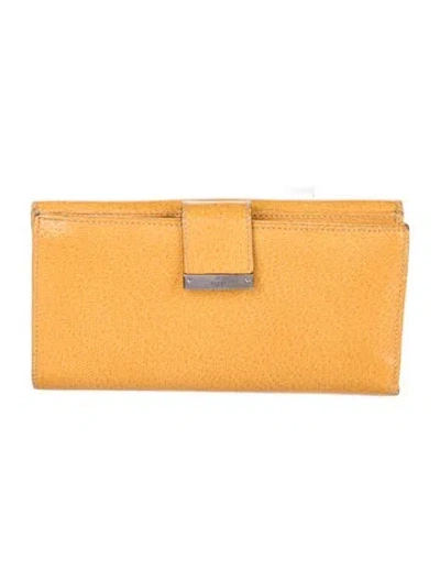 Pre-owned Gucci Leather Continental Wallet In Yellow