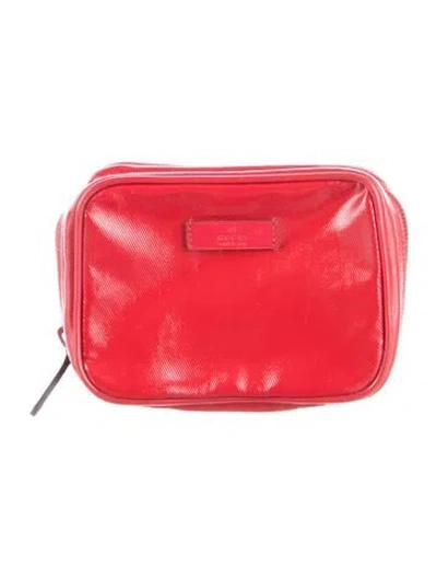 Pre-owned Gucci Leather Cosmetic Bag In Red