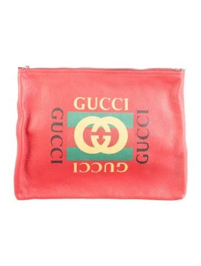 Pre-owned Gucci Leather Cosmetics Bag In Red