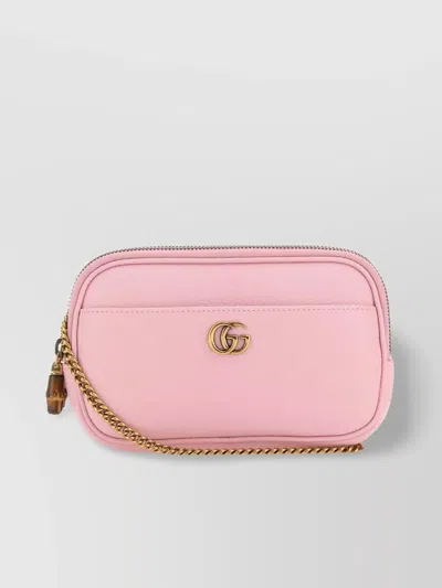 Gucci Leather Crossbody Bag With Chain And Tassel In Pastel