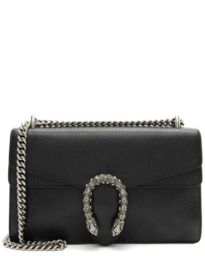 Gucci Leather Crystal Dionysus Medium Shoulder Bag (authentic Pre-loved) In Black