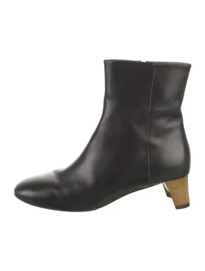 Pre-owned Gucci Leather Crystal Embellishments Boots In Black