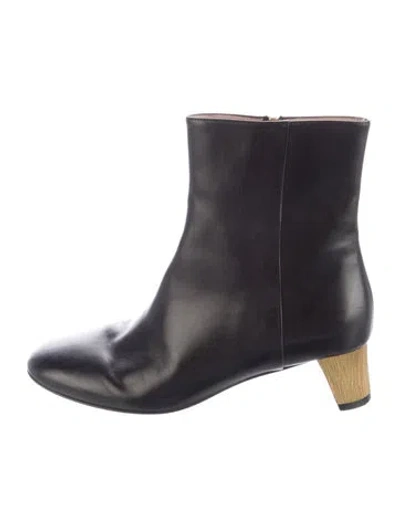 Pre-owned Gucci Leather Crystal Embellishments Boots In Black