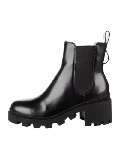 Pre-owned Gucci Leather Crystal Embellishments Chelsea Boots In Black