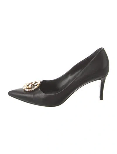 Pre-owned Gucci Leather Crystal Embellishments Pumps In Black