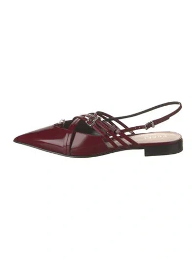 Pre-owned Gucci Leather Cutout Accent Flats In Burgundy
