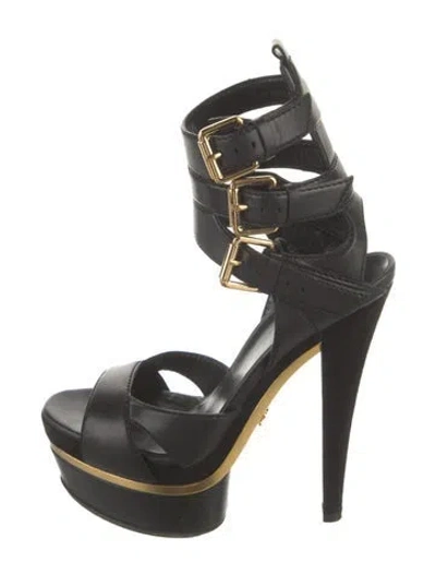 Pre-owned Gucci Leather Cutout Accent Gladiator Sandals In Multi