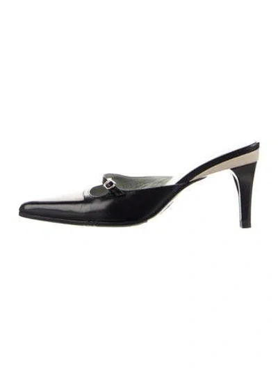 Pre-owned Gucci Leather Cutout Accent Mules In Black