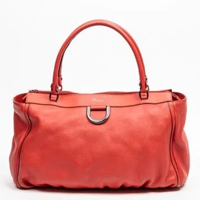 Pre-owned Gucci Leather D Ring Shoulder Tote In Red