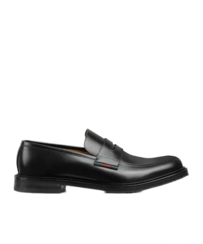 Gucci Leather-decorated Loafers In Black