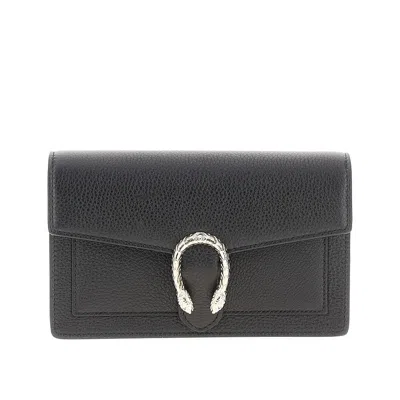 Gucci Leather 'dionysus' Clutch With Chain In Black