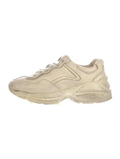 Pre-owned Gucci Leather Distressed Accents Chunky Sneakers In Neutral