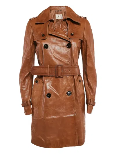Pre-owned Gucci Leather Double-breasted Coat