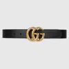 Gucci Leather Double G Belt In Black