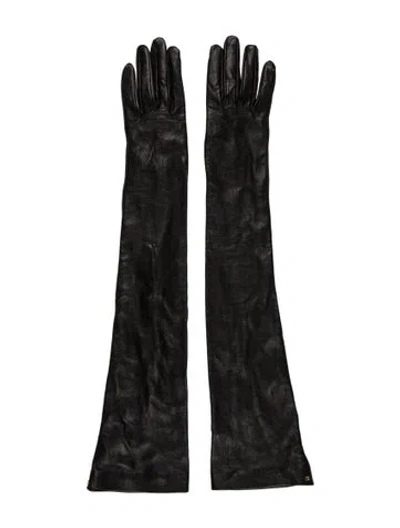 Pre-owned Gucci Leather Double G Gloves In Brown