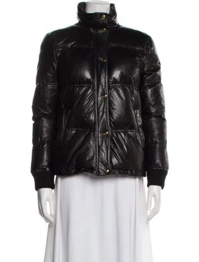 Pre-owned Gucci Leather Down Jacket In Black
