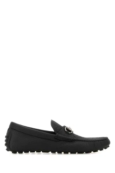 Gucci Leather Driver Shoes In Black