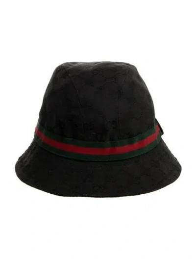 Pre-owned Gucci Leather Embellished Bucket Hat In Black