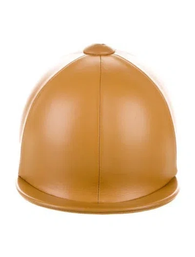 Pre-owned Gucci Leather Equestrian Riding Cap In Neutral