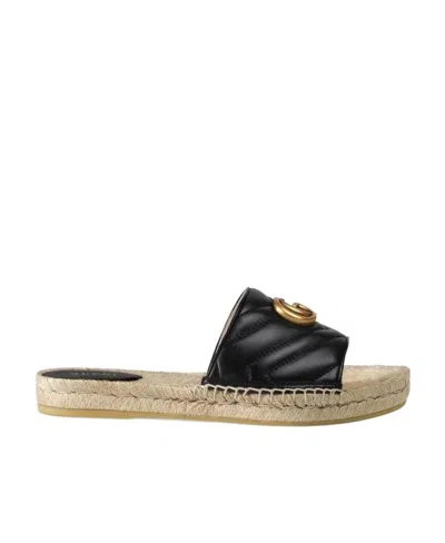 Gucci Leather Espadrille Sandal In Black