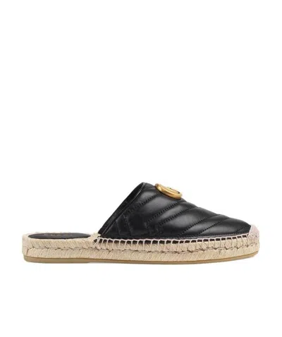 Gucci Leather Espadrille With Double G In Black