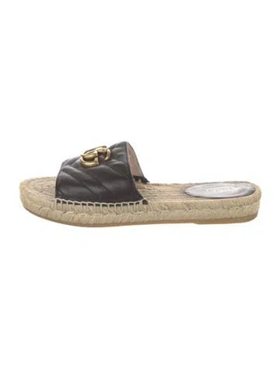 Pre-owned Gucci Leather Espadrilles In Black