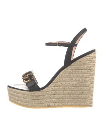 Pre-owned Gucci Leather Espadrilles In Black