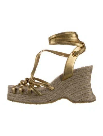 Pre-owned Gucci Leather Espadrilles In Gold